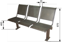 Секция стульев "ВЕГА" (стационарная, разборная на прямых опорах, без подлокотников)